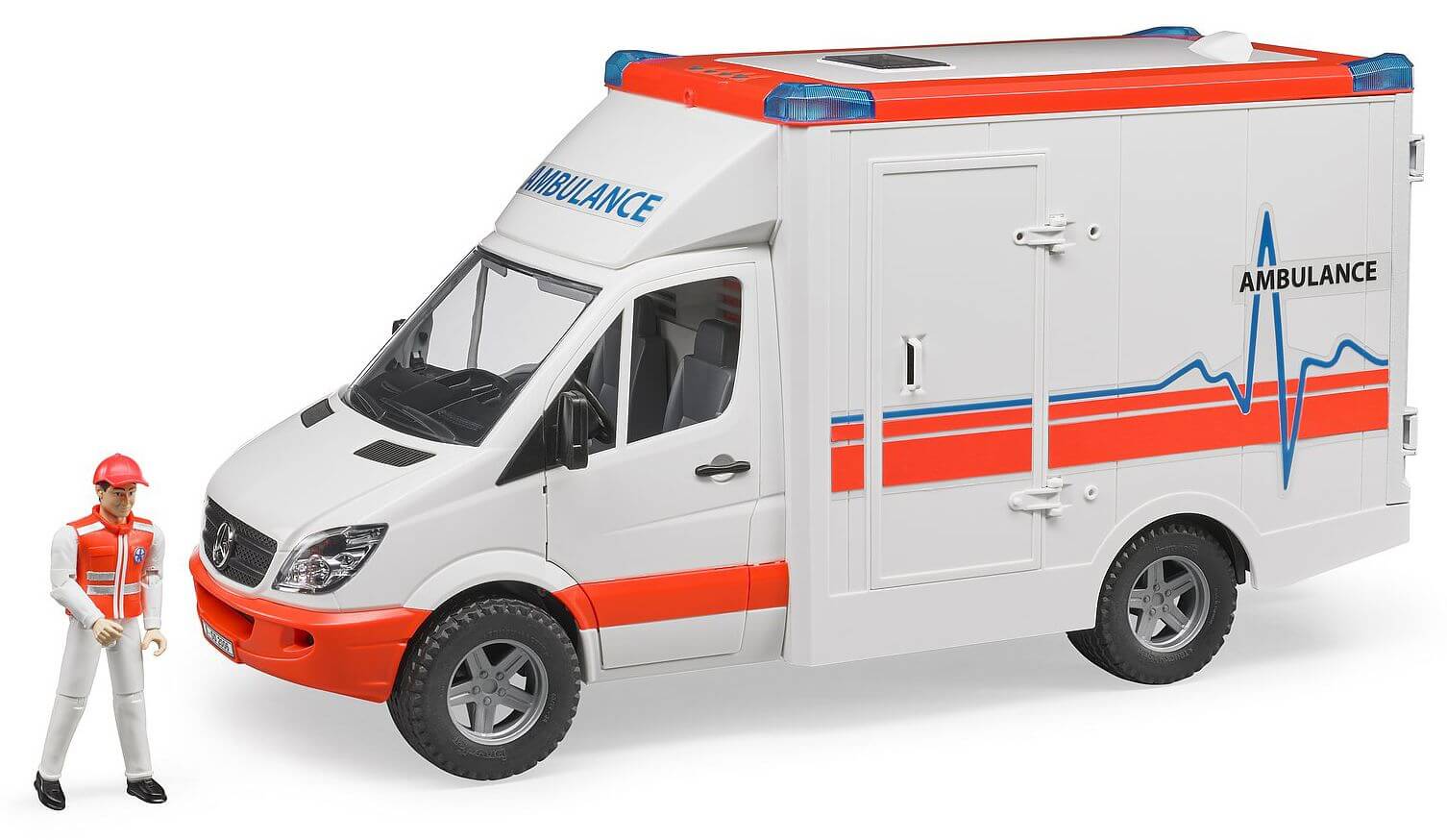 Lelu Ambulanssi Mercedes-Benz Sprinter vilkuilla ja äänellä (1:16), Bruder