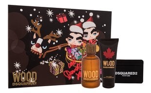 Dsquared2 Wood -lahjapakkaus miehelle: EDT-tuoksu, 100 ml + suihkugeeli, 100 ml + korttikotelo