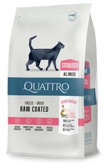 QUATTRO Super Premium kuivaruoka aikuisille sterilisoiduille/kastroiduille kissoille, runsaasti