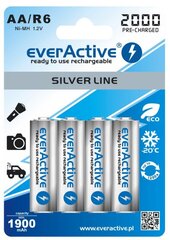 everActive Silver Line Ready to Use 2000mAh AA-paristo, 4 kpl