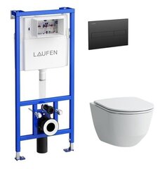 WC-sarja Laufen Pro New + LIS CW1 + ohut hitaasti sulkeutuva kansi + mattamusta säiliöpainike