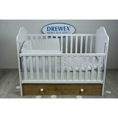 Drewex Basileo vauvansänky laatikoilla. Koko: 60x120 cm, väri: valkoinen, ruskea