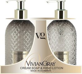 Vivian Gray Gemstone, Ylang-ylang & Vanilla- nestemäinen voidesaippua ja käsivoide-setti, 2 x 300